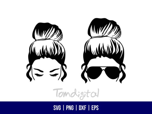 Messy Bun SVG DXF EPS PNG - Gravectory