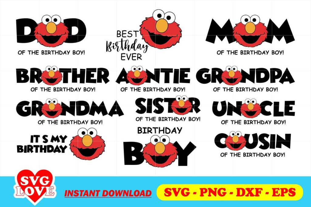 ELMO BIRTHDAY SVG BUNDLE Elmo Birthday SVG Bundle
