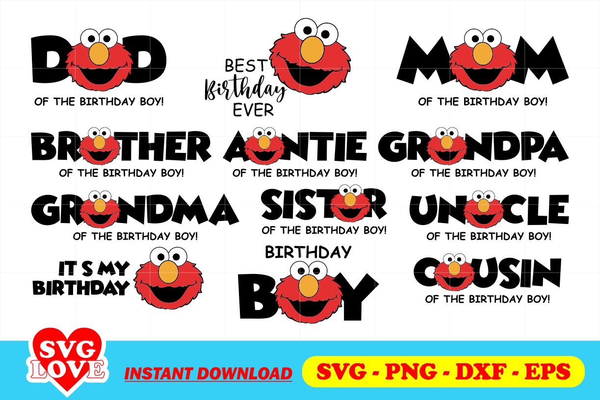 Elmo Birthday SVG Bundle Gravectory