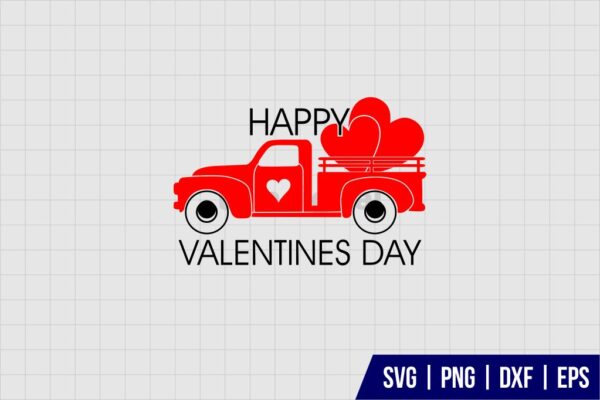 Happy Valentines Day Truck SVG - Gravectory