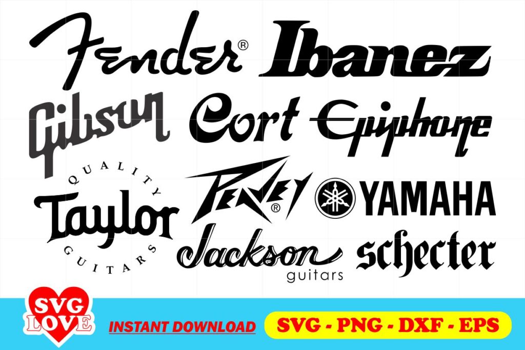 guitar brand logo svg bundle