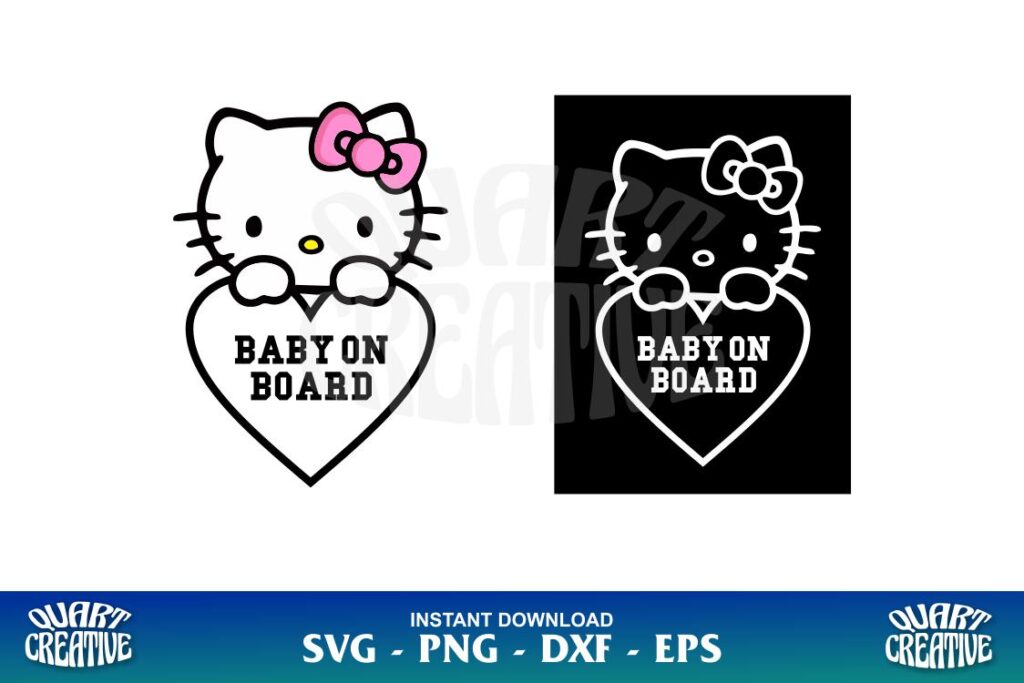 hello kitty baby on board sticker svg