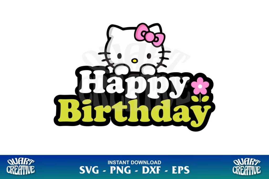 happy birthday hello kitty svg