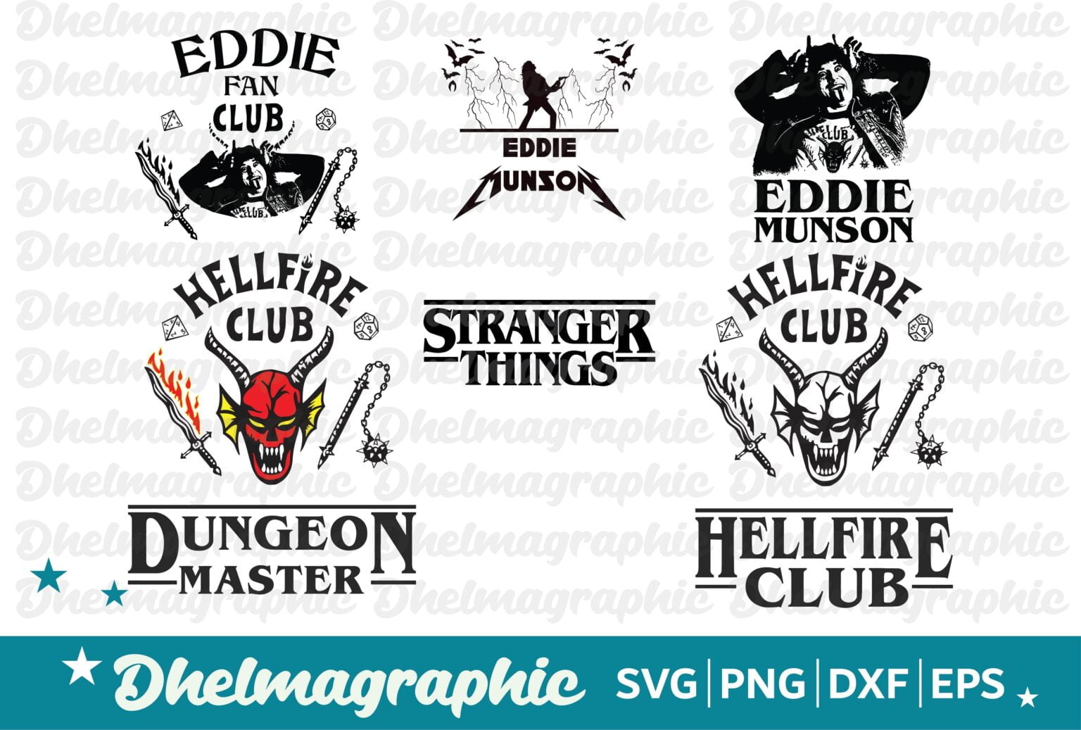 HELLFIRE CLUB- STRANGER THINGS - EDDIE MUNSON SVG BUNDLE - Gravectory