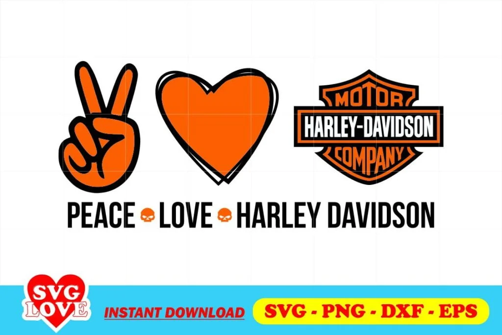 peace love harley davidson svg