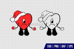 Bad Bunny Heart Santa Hat SVG