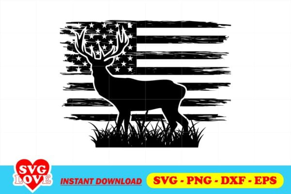 Deer Hunting USA Flag SVG - Gravectory