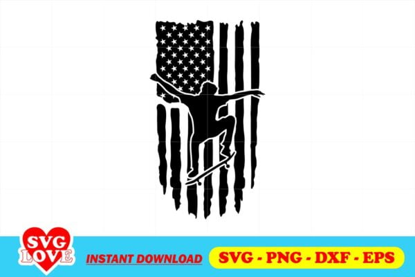 Skateboard SVG USA Flag SVG - Gravectory