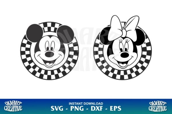 Checkerboard Mickey Minnie Mouse SVG - Gravectory