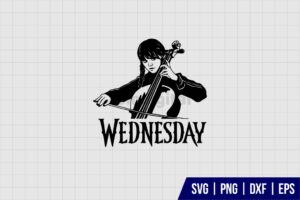 Wednesday Addams Playing Cello SVG