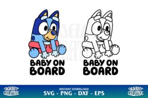baby on board bluey svg