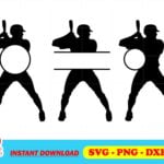 baseball player monogram svg