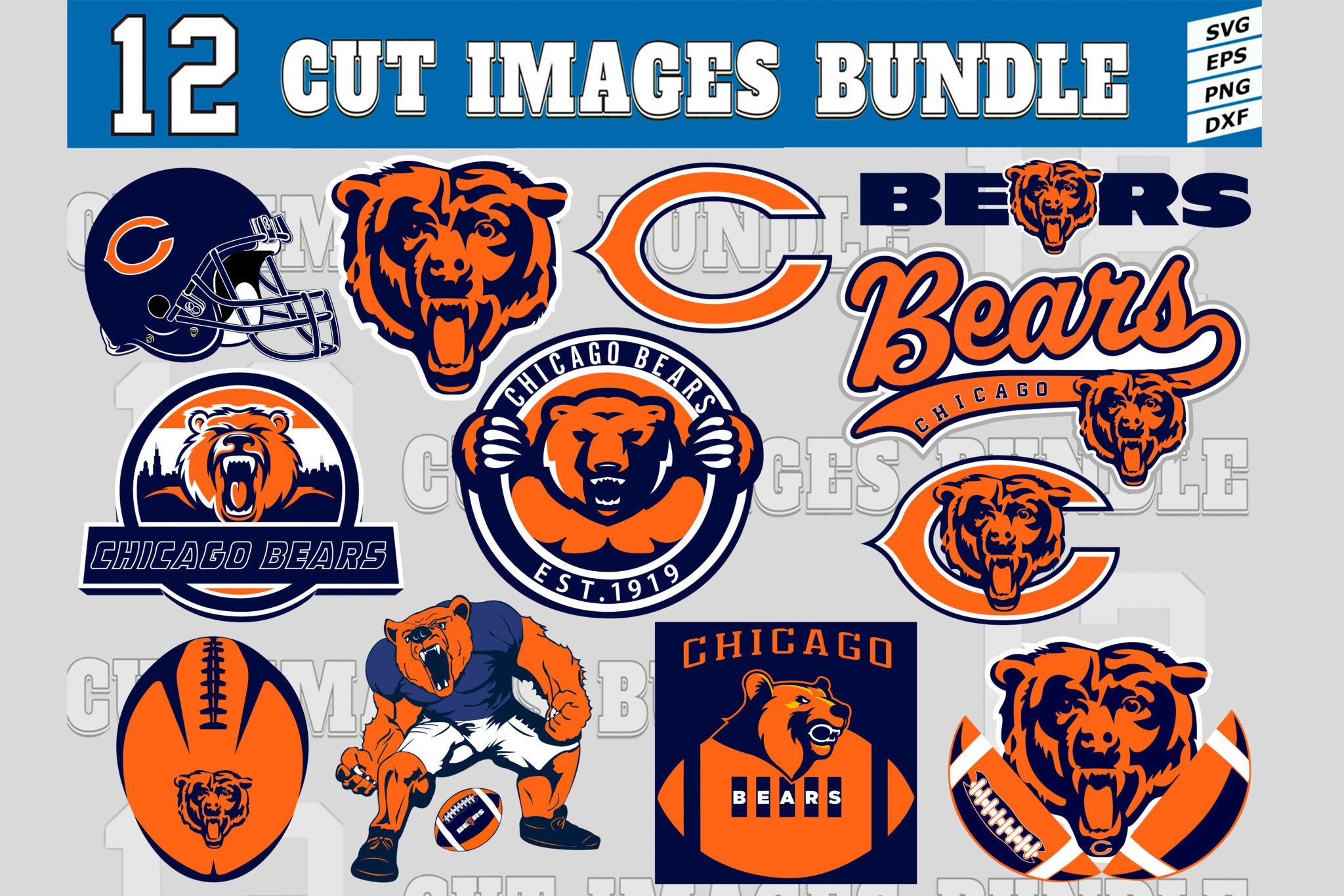 12 Styles NFL Chicago Bears Svg. Chicago Bears Svg, Eps, Dxf, Png ...