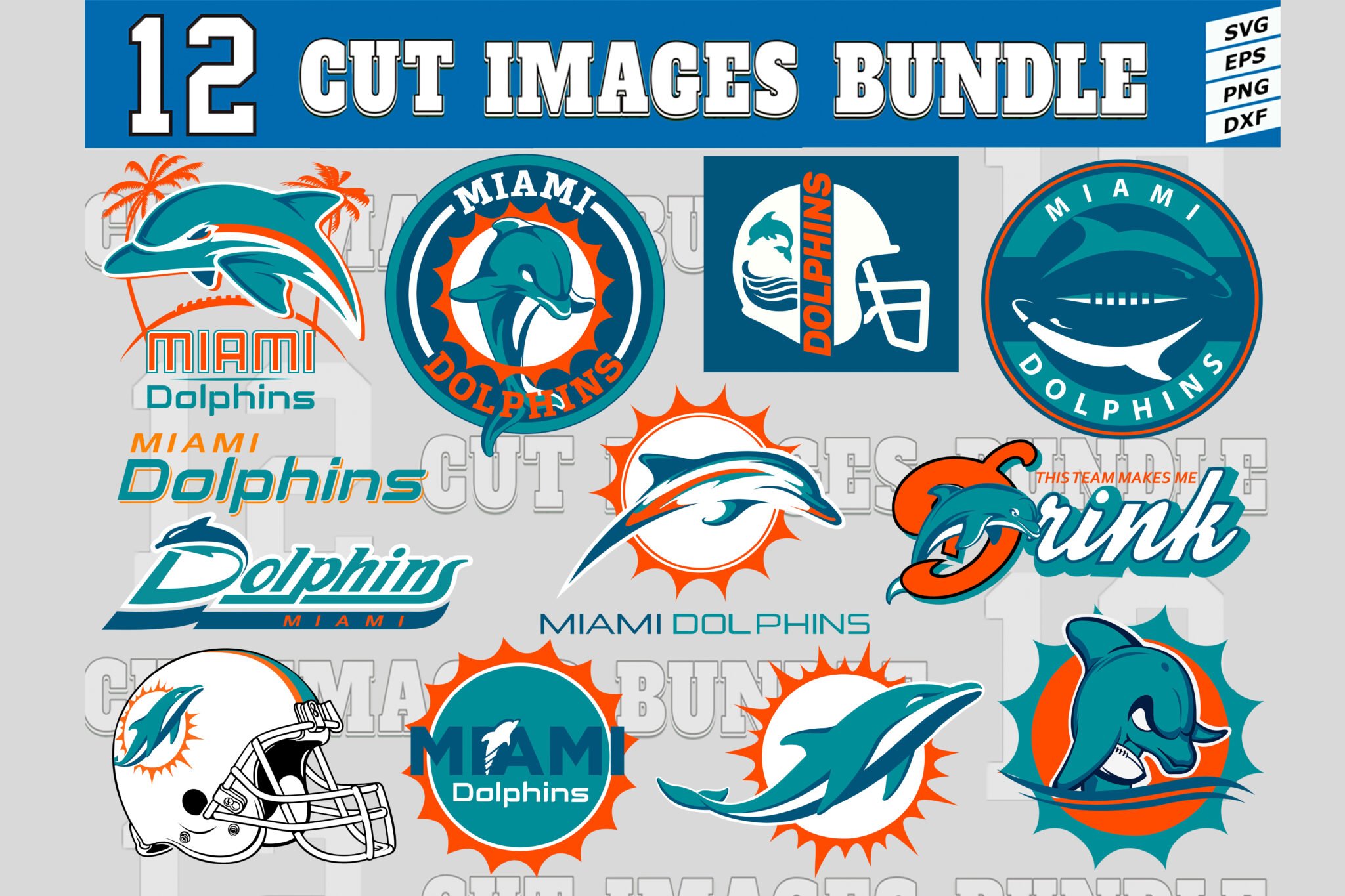 12 Styles NFL Miami Dolphins Svg. Miami Dolphins Svg, Eps, Dxf, Png ...