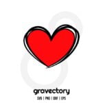 Red Hand Drawn Heart SVG Free