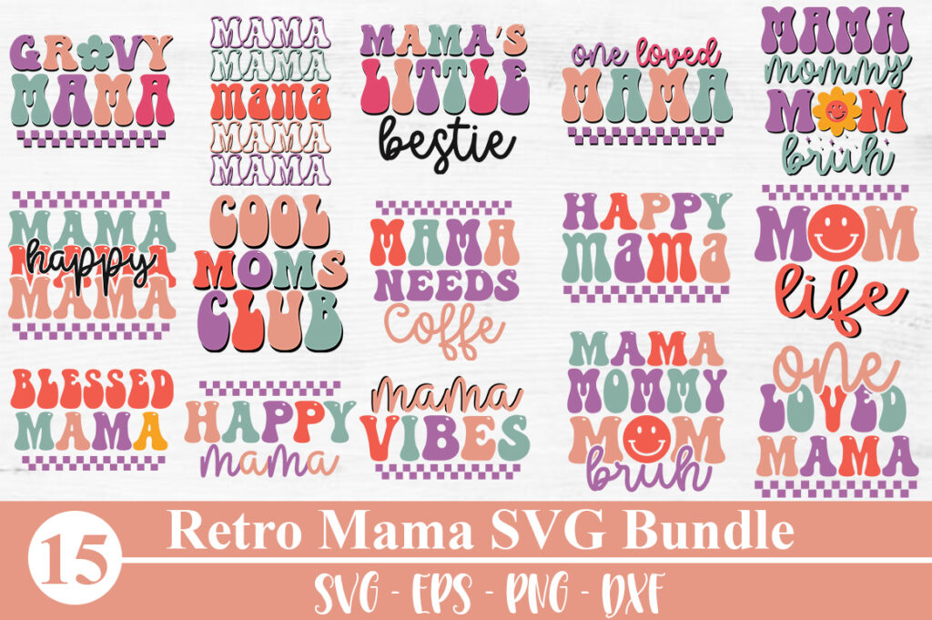 Retro Mama SVG Bundle Retro Mom SVG, Mom Life Svg, Mom Shirt Designs, Mom Svg, Leopard Mama, Mother's Day Svg, Gift for Mom Svg Png