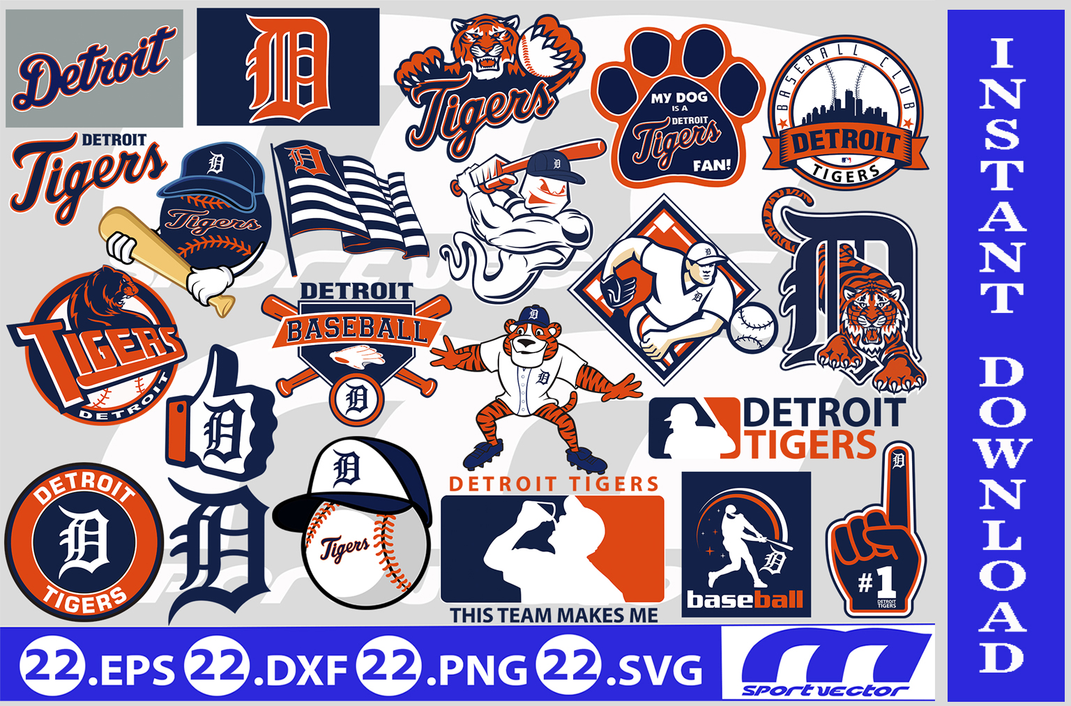 Detroit Tigers Logo Type with Tiger Mascot MLB Baseball Die-Cut Round  MAGNET