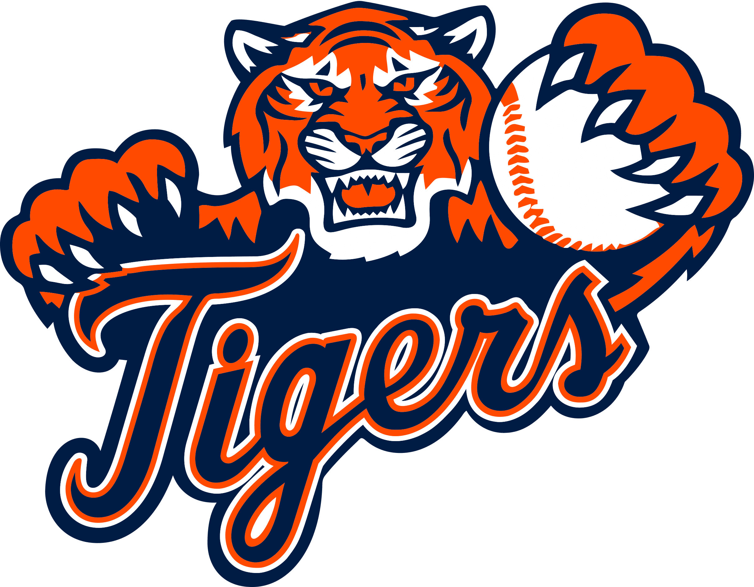Detroit Tigers Logo Type with Tiger Mascot MLB Baseball Die-Cut Round MAGNET