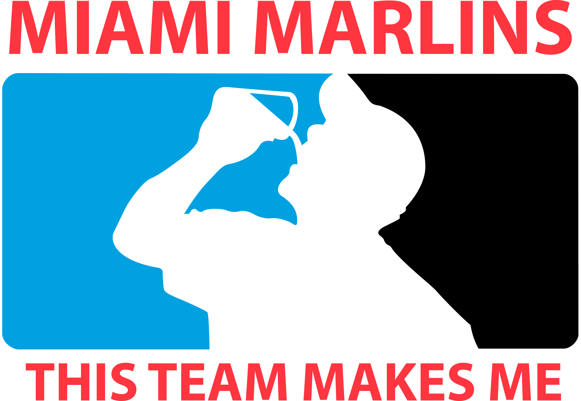 Miami Marlins Logo Type w/ Marlin & baseball MLB Baseball Die-Cut  MAGNET