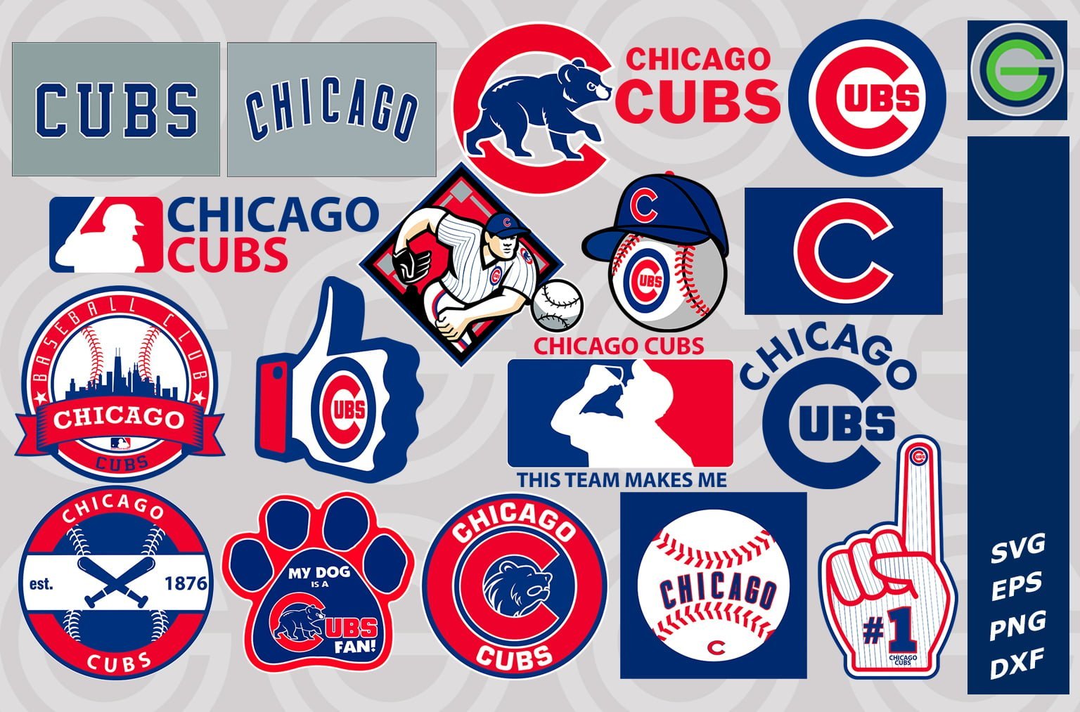 Chicago Cubs Baseball Set Design SVG Files, Cricut, Silhouette Studio,  Digital Cut Files, New Jersey