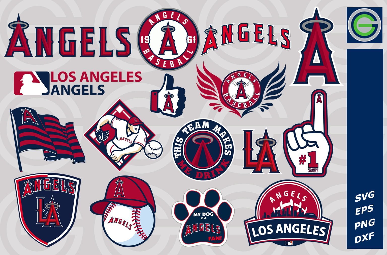 Angeles Angels Logo MLB Svg Cut Files Baseball Clipart