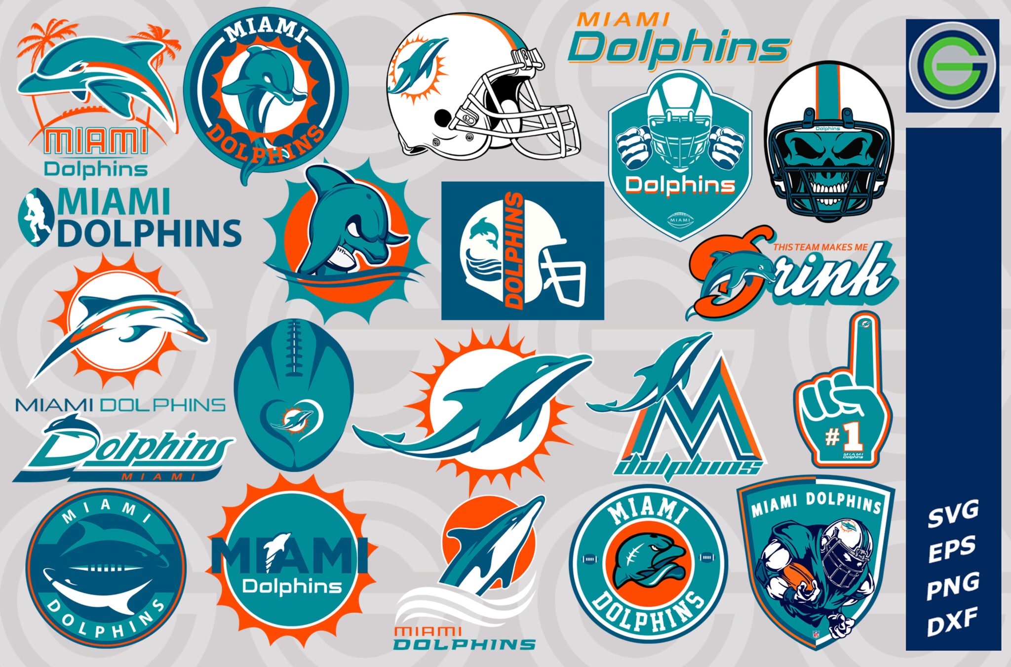 NFL Miami Dolphins SVG, SVG Files For Silhouette, Miami Dolphins Files ...