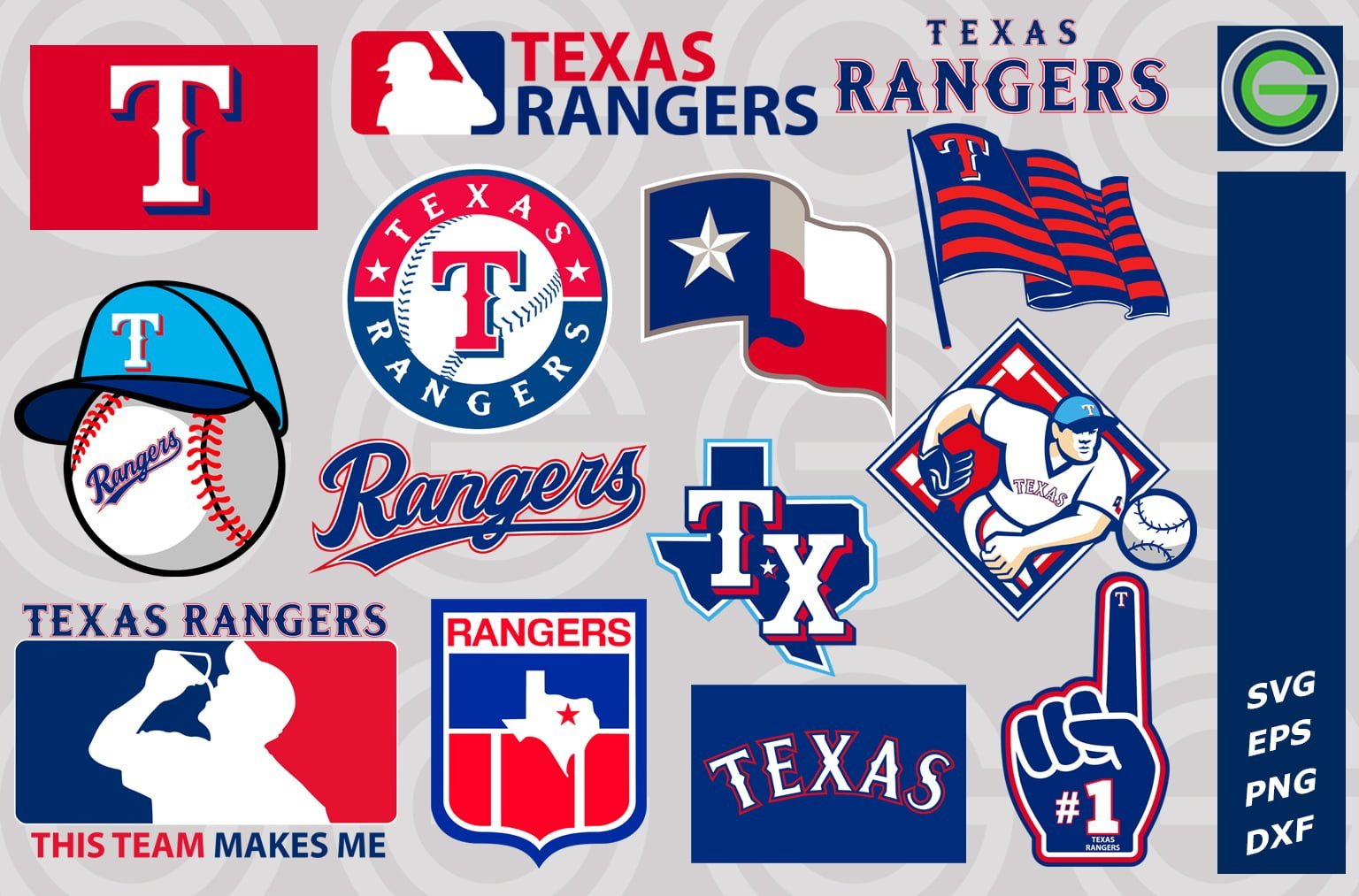 Texas Rangers SVG files baseball designs contains dxf eps