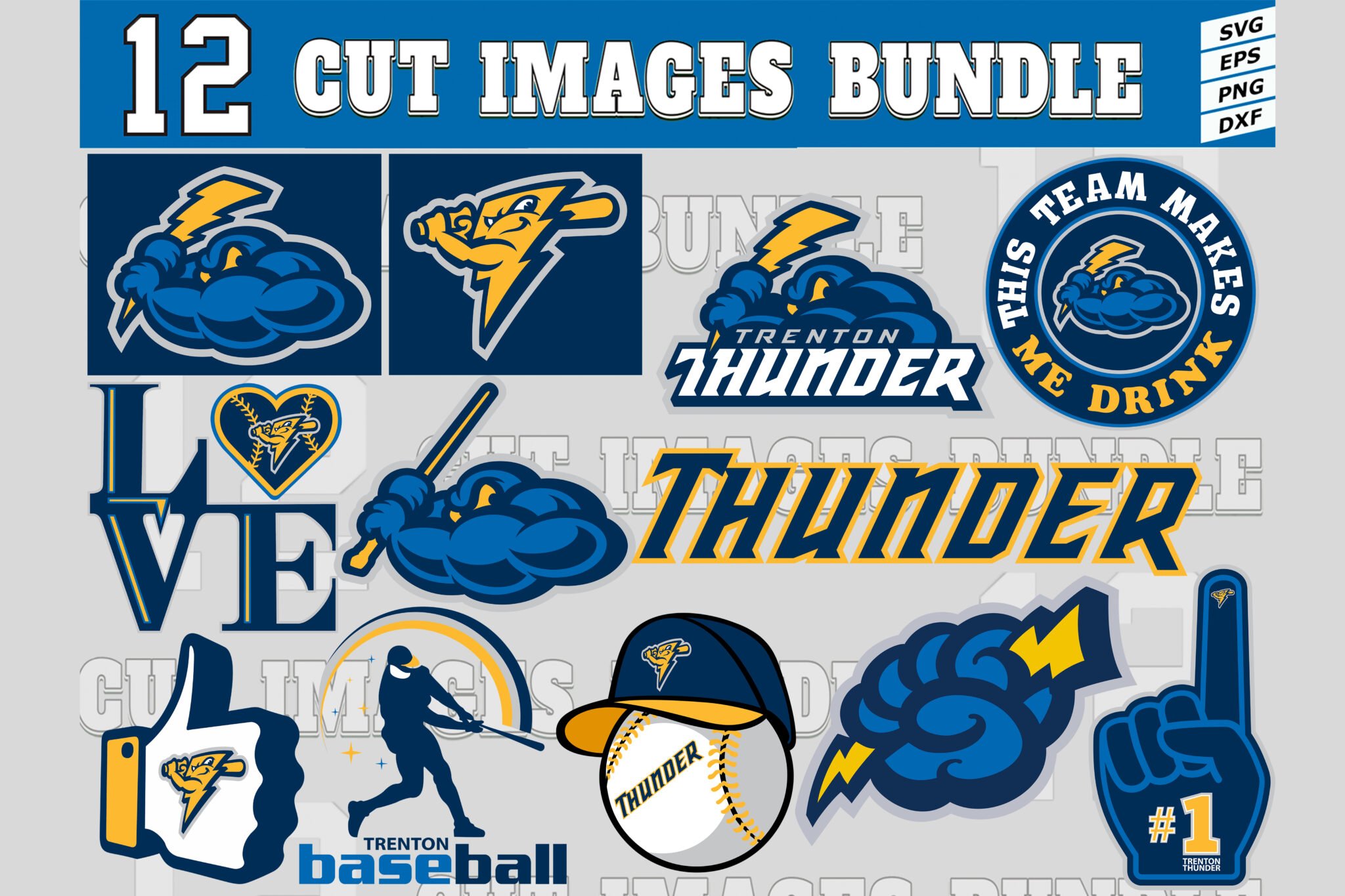 12 Styles EL (Eastern League) Trenton Thunder Svg, Trenton Thunder Svg