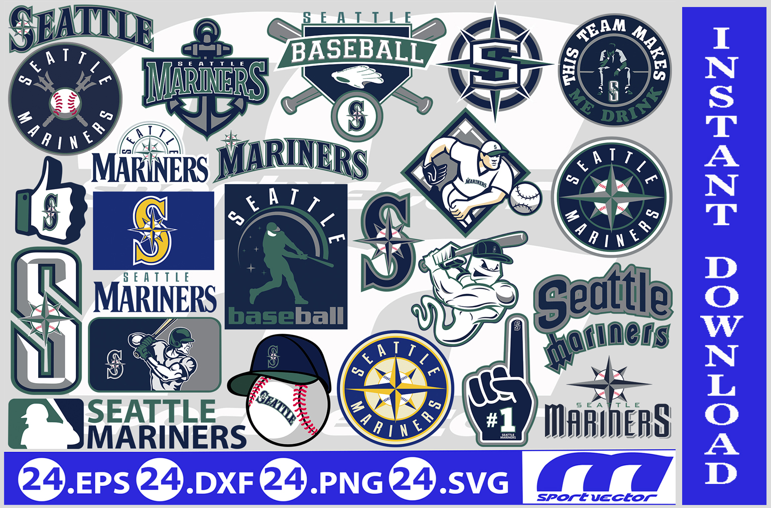 MLB Logo St. Seattle Mariners, Seattle Mariners SVG, Vector