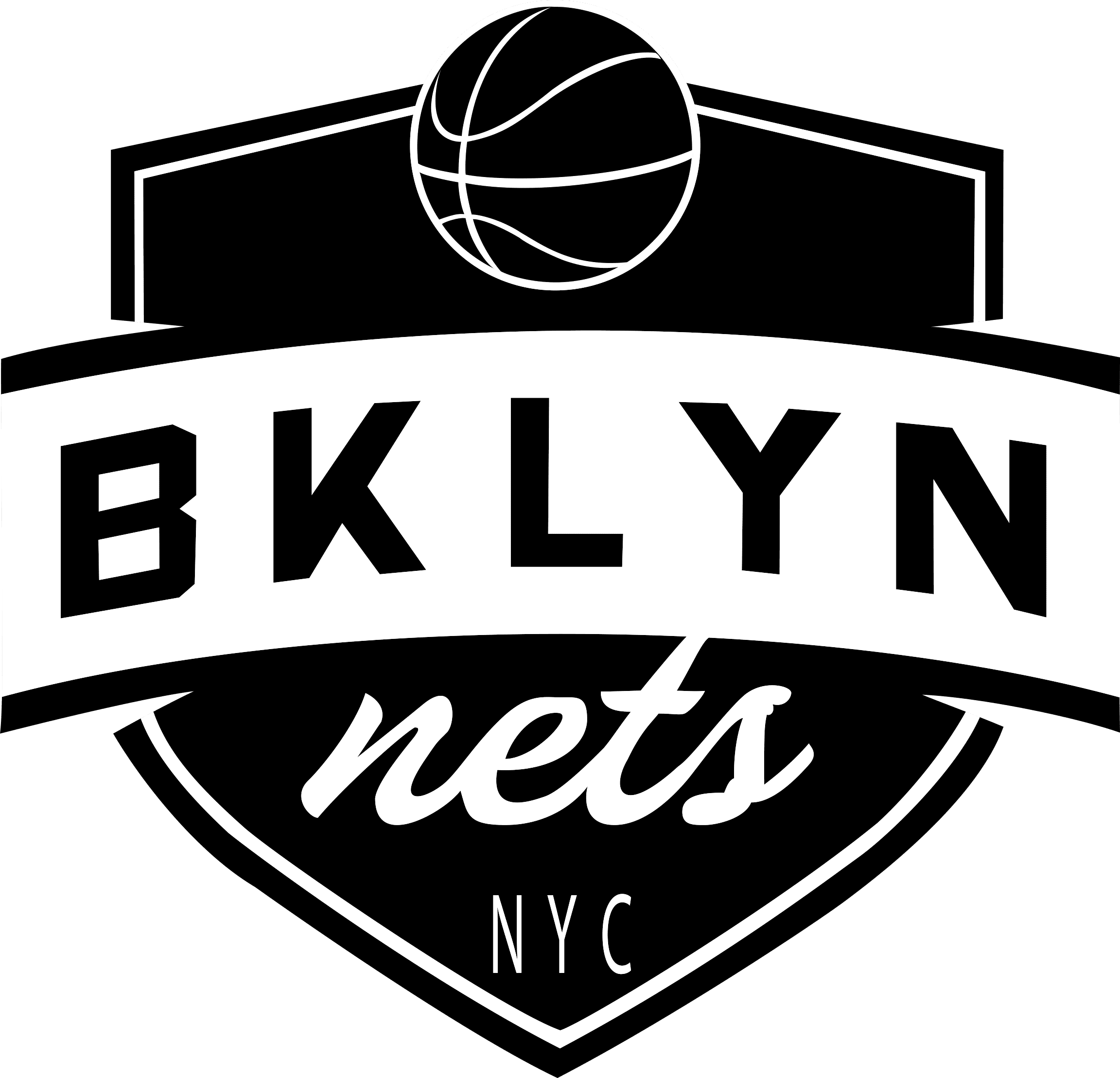 Brooklyn Nets Hoop Shield Logo Type B & W w/ Orange HiLight Die-cut  MAGNET