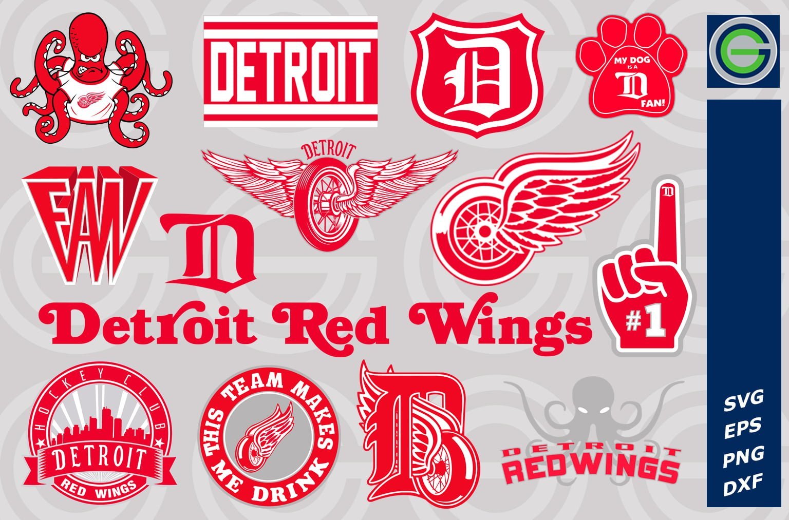 12 Styles NHL Detroit Red Wings Svg, Detroit Red Wings Svg
