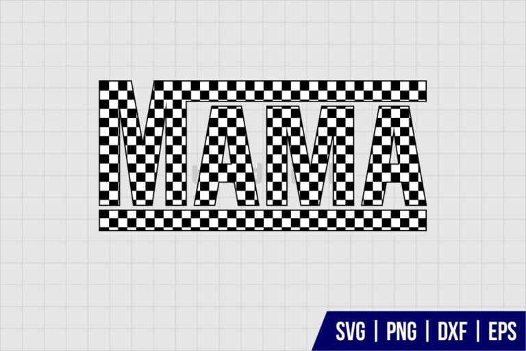 Checkered Retro Mama SVG - Gravectory