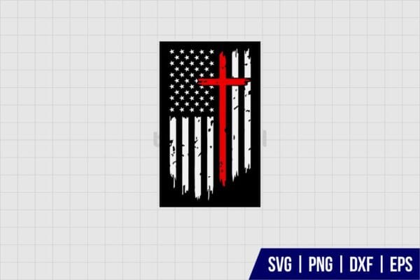 American Flag Distressed Cross SVG - Gravectory