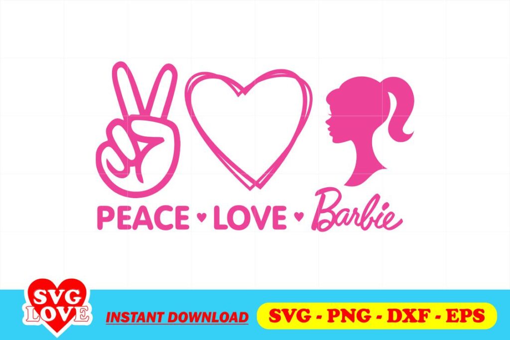 peace love barbie svg