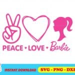 peace love barbie svg