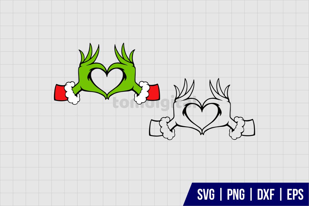 Grinch Heart Hands SVG