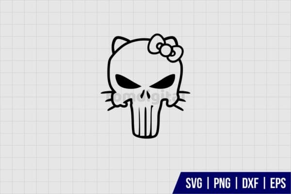 Hello Kitty Punisher SVG Cut File - Gravectory