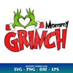 mommy grinch heart hand svg