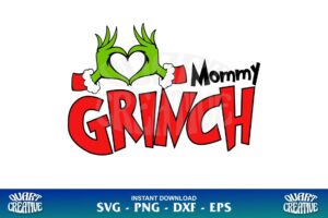 mommy grinch heart hand svg
