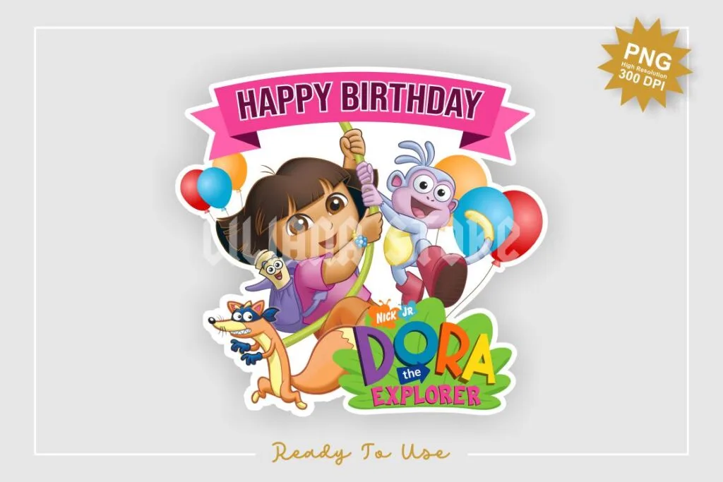 dora cake topper printable png