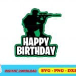 happy birthday army cake topper svg