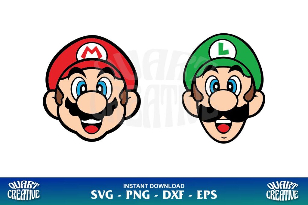 mario and luigi head svg Mario And Luigi Head SVG