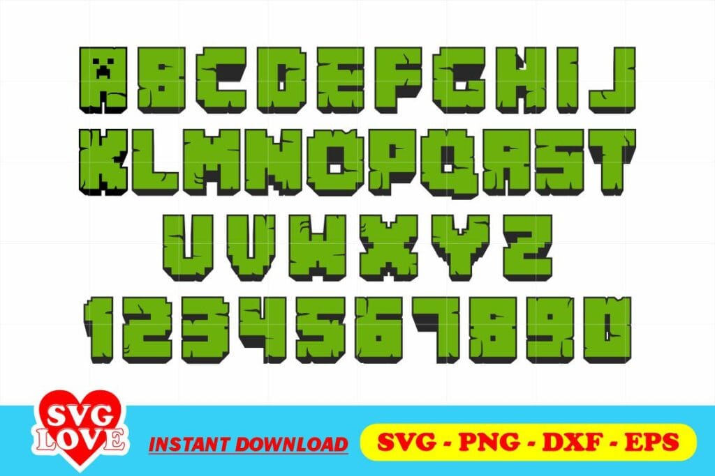 minecraft font alphabet svg bundle Minecraft Font Alphabet SVG Bundle