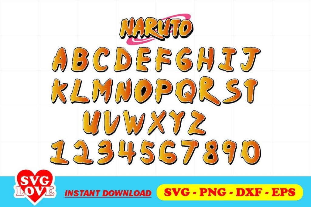 naruto alphabet svg bundle