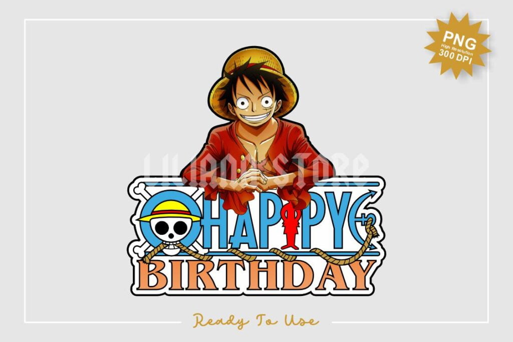 one piece birthday cake topper printable png