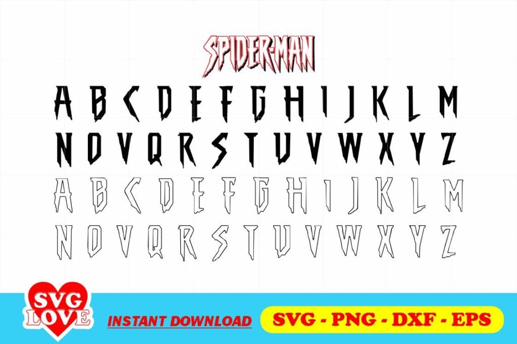 spiderman font alphabet svg Spiderman Font Alphabet SVG