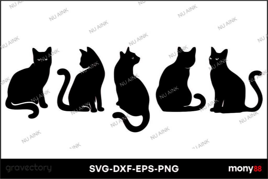 Five cat silhouette jpg