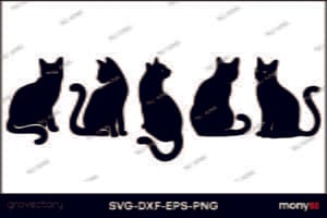 Five cat silhouette jpg