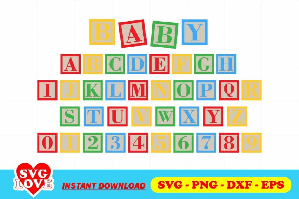 baby blocks font letters svg