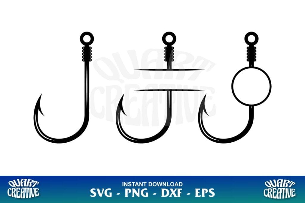 fishing hook monogram svg